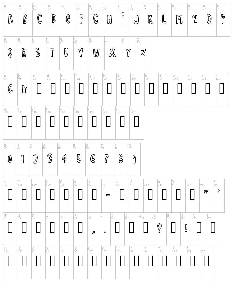 Simple Life font map